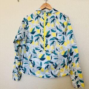 Oiselle Women’s Lemon Print Rain Jacket Wonde Breaker NWT Small Hooded 1/2 Zip